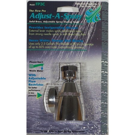 Whedon Shower Head, 2.5 gpm, 1/2 in Connection, Female, Brass, Chrome, 2 in Dia FP3C