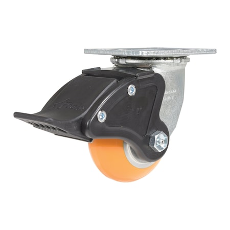 Vestil Polyurethane Swivel With Total Brake Caster 4 In. x 2 In. 1K Butterscotch/Silver CST-F34-4X2SI-SWTB1