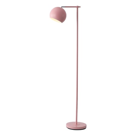 Jonathan Y Eva 58.5 in. Mid-Century Modern Metal Adjustable Globe Shade LED Floor Lamp, Pink JYL3088C