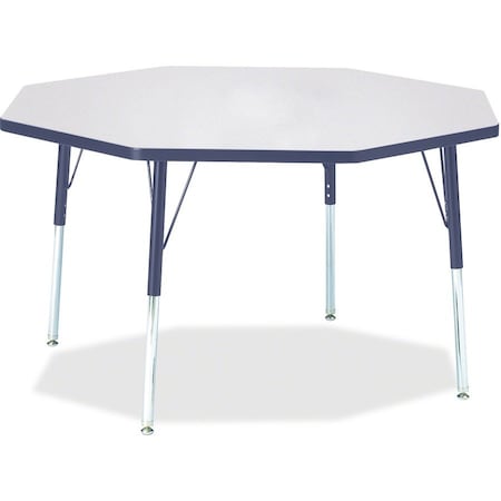 Jonti-Craft Berries Octagon Activity Table, 48 in. x 48 in., A-height, Freckled Gray/Navy/Gray 6428JCA112