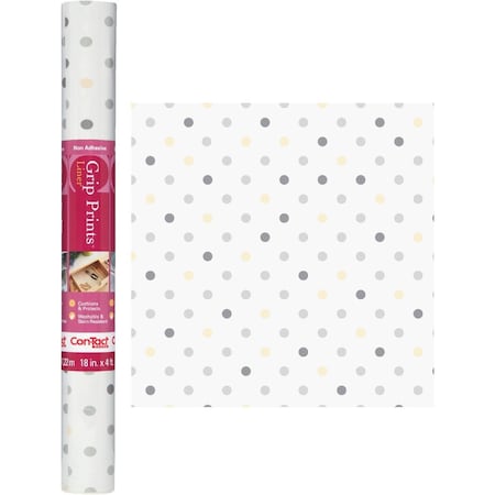 Con-Tact Brand Grip Print 18'' x 4 Ft. Dottie Gray Non-Adhesive Shelf Liner 04F-C7HW0-06