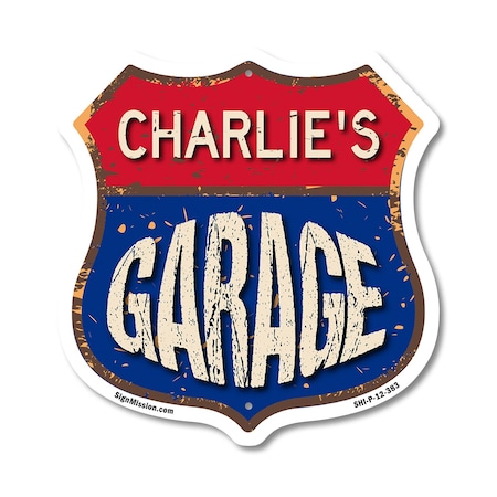 Signmission Charlie's Garage, 12 Inch X 12 Inch, Plastic Sign SHI-P-12-383-CHARLIE