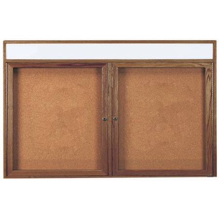 Aarco Enclosed Bulletin Board Red Oak Frame Walnut Stained, 36''Hx60''W WBC3660RH