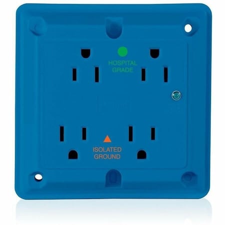 Leviton Straight Blade Receptacle, 5-15R, 15 A, 125V AC, Isolated Ground 8480-IGB