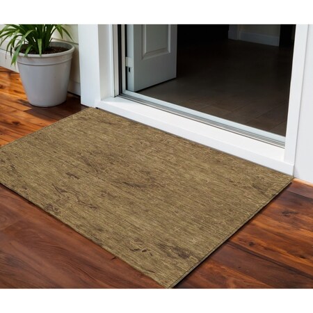 Homeroots 3' X 5' Brown And Tan Floral Washable Indoor Outdoor Area Rug 604204