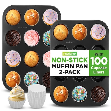 Nutrichef Muffin Pans for Baking 2-Pack, 2PK NC2TRCP4