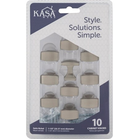 Hardware Resources KasaWare 1-1/8'' Overall Length Satin Nickel Transitional Knob, 10PK K083SN-10