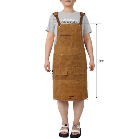 Edendirect Heavy Duty Waxed Canvas Tool Apron, Adjustable Tool Apron, 18oz Water-Resistant IR-W465P181587