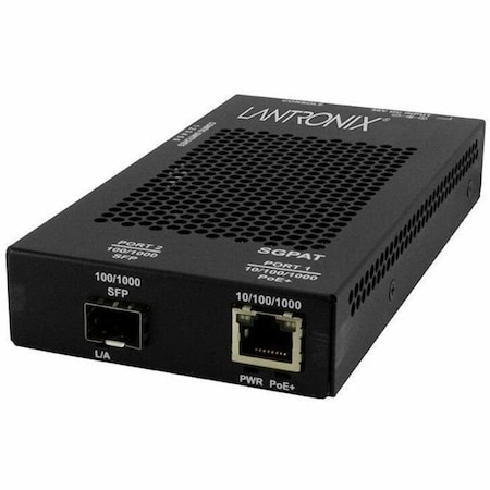 Transition Networks 10/100/1000 POE+ RJ-45 TO OPEN DUAL SPEED SFP PORT MEDIA CONVERTER W/ -NA PS SGPAT1040-105-NA