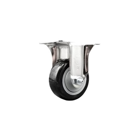 Service Caster 3.5 Inch 316SS Black Polyurethane Wheel Rigid Top Plate Caster SCC-SS31620R3514-PPUB-BLK
