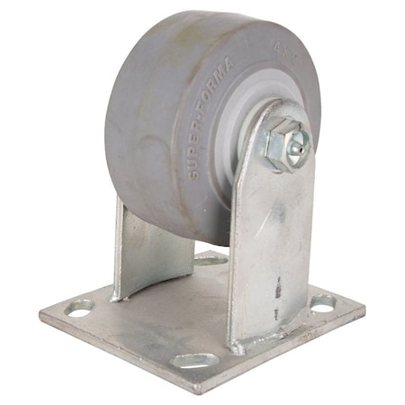 Prosource Rigid Caster, 4 in Dia Wheel, 2 in W Wheel, Thermoplastic Rubber Wheel, Gray, 350 lb JC-T01