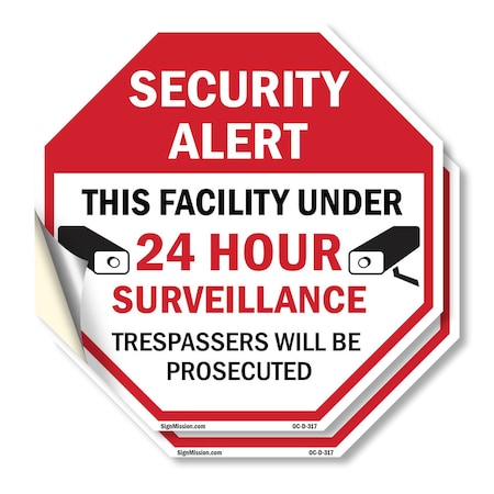 Signmission Security Alert This Facility Under, 18 inch X 18 inch, Vinyl Decal, 2PK OC-D-2PACK-18-317