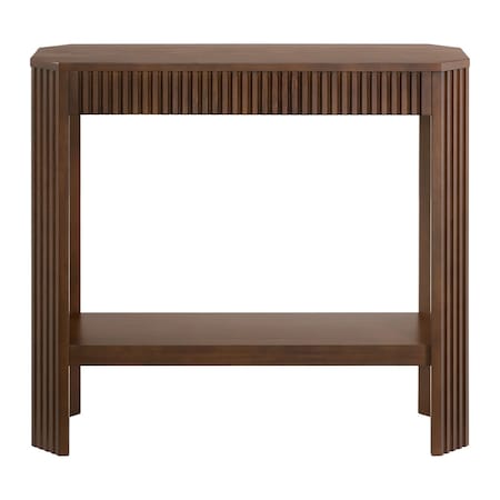 Alaterre Furniture Fluted Solid Wood Console Table 36 in Modern Entryway Table with Storage Shelf AFTBL-027