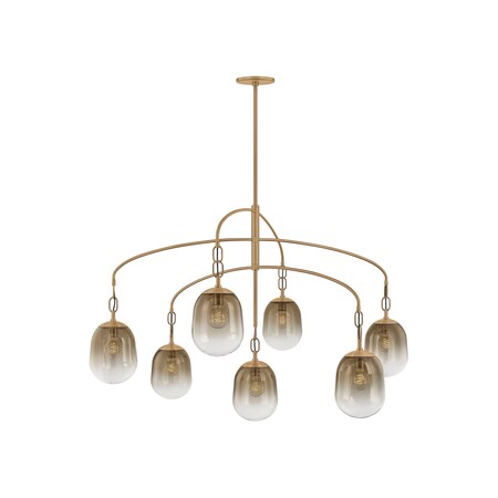 Troy Lighting Harvey 59in wide 7 Light Chandelier in Patina Brass F2559-PBR