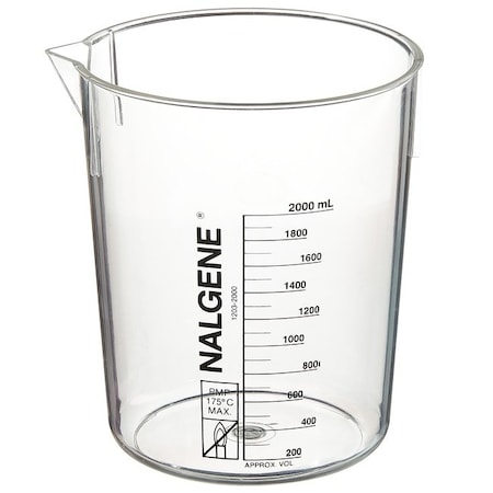 Nalgene Beaker, Plastic, Colorless, PK4 1203-2000