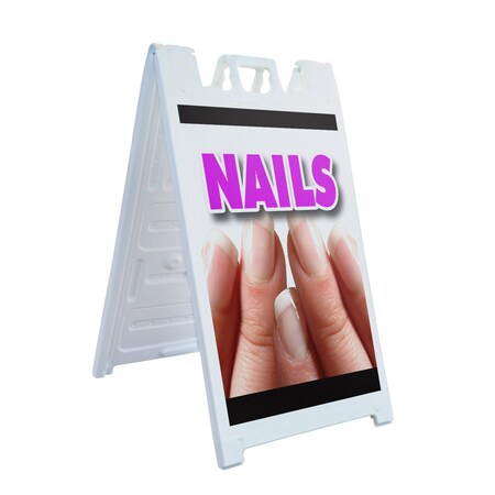 Signmission Nails, A-Frame & 2 Sign Inserts, Heavy-Duty Plastic Frame SBHD-C-2436-Nails
