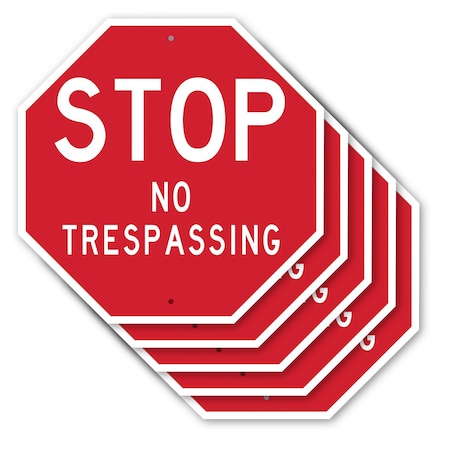 Signmission Stop No Trespassing, 10 inch X 10 inch, Aluminum Metal Signs, 5PK OC-A-5Pack-10-264