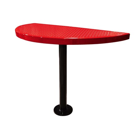 Leisure Craft Perforated Semi-Circle Pedestal Table, Portable, 30"H, Red STAB30-PERF-RED