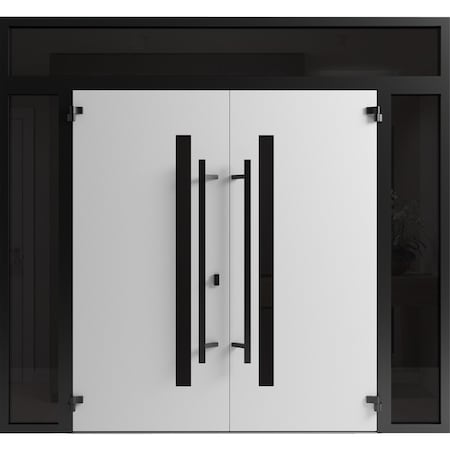 Vdomdoors Front Exterior Prehung Aluminum Double Doors Ronex0162 Red Oak 2 Sidelights and Top Transom RONEX0162DEXD-RED-W12+72+12xH80+12-RH-O