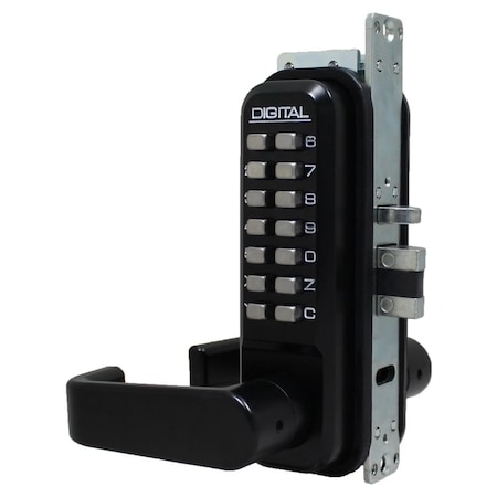 Lockey Usa Mechanical Keyless Mortised Latch, Single Sided, Jet Black 2985JBMG