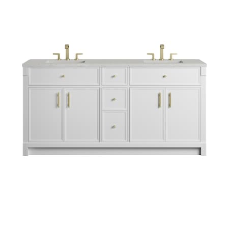 James Martin Vanities Bellshire 72" Double Vanity, Bright White w/ 3 CM Lime Delight Silestone Top 660-V72-BW-3LDL