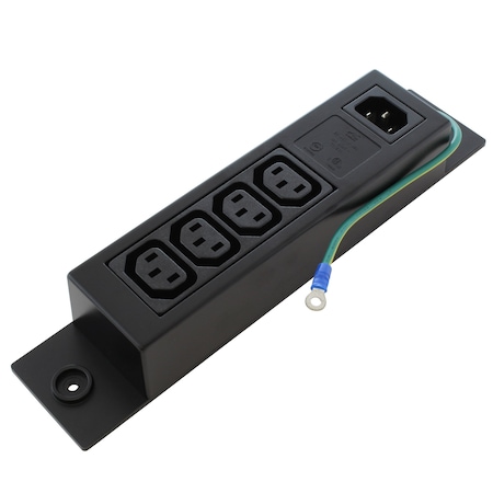 Ac Works PDU Power Strip IEC C14 Inlet to, 4 IEC C13, Sheet F with Grounding WS-045-0-4WG