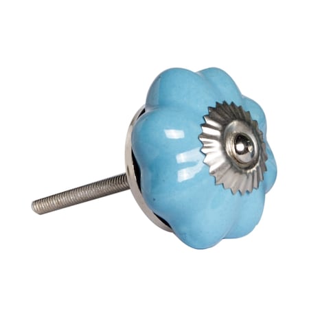 Set of Twelve Blue And Silver Ceramic Drawer Pull Knobs, 12PK