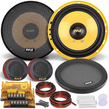 Pyle Pyle 2 Way Custom Component Speaker System, 6.5 in 400W, Electroplated Basket, Yellow PLG6C