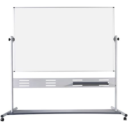 Mastervision Dry Erase Board, Steel, 80 in, 76 in, Aluminum Frame, White, Matte QR5507