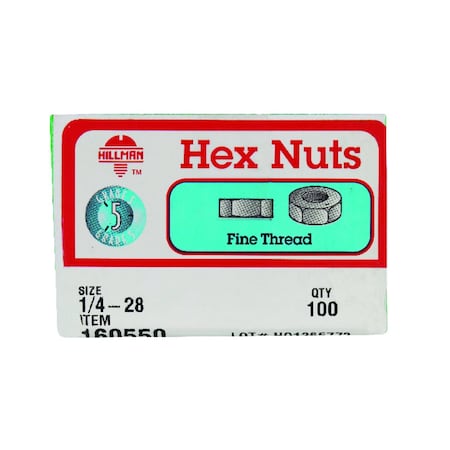 Hillman 1/4 in. Zinc-Plated Steel SAE Hex Nut 160550