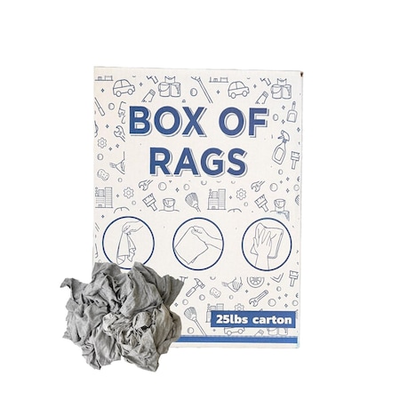 Supremeplus Recycled Gray Knit T-Shirt Cleaning Rags, 25 lbs. Box SP-0918