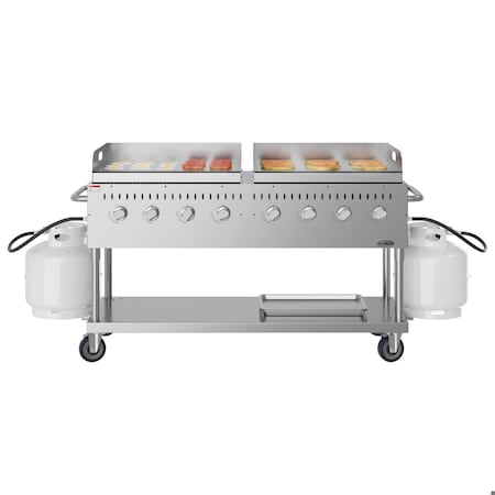 Koolmore 60 in. 8-Burner Commercial Outdoor Propane Gas Grill with Two 30 in. Griddles in Stainless-Steel CGKIT6-G30G30