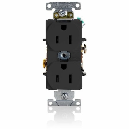 Leviton Duplex Receptacle Outlet, 15A, Black, 125V 5252-E