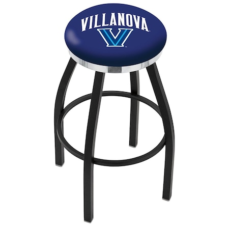 Holland Bar Stool Co 36" Blk Wrinkle Villanova Swivel Bar Stool, Chrome Ring L8B2C36Vilnva