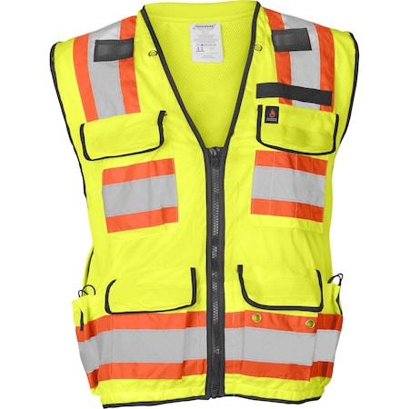 Ironwear Hi-Vis FR Surveyor Safety Vest L Class 2 , Zipper 12 Pockets 1278FR-LZ-RD-LG