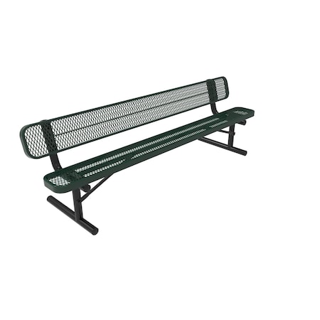 Mytcoat 8ft Outdoor Bench with Back, Portable, Green, Expanded Metal, Textured Coating 804192