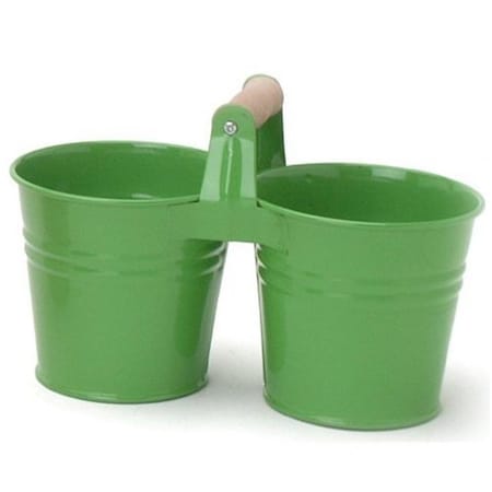 Houston International Trading 8433E AG S3 Enameled Galvanized Double Hanging Planter AppleGreen 8433E AG S/3
