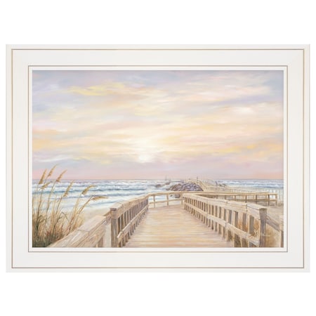 Homeroots Ponce Inlet Jetty Sunrise 2 White Framed Print Wall Art 404921