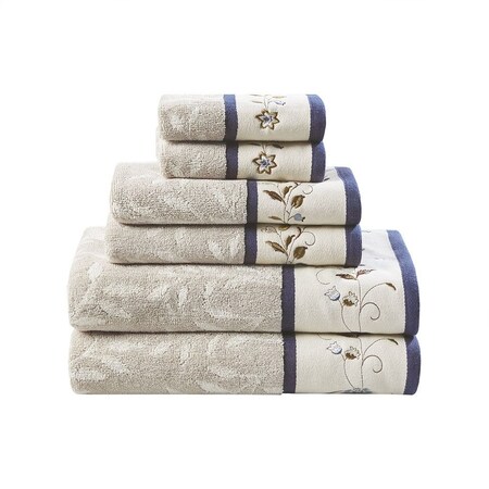 Homeroots Set of Six Cream Cotton Jacquard Towel Set, 6PK 712110