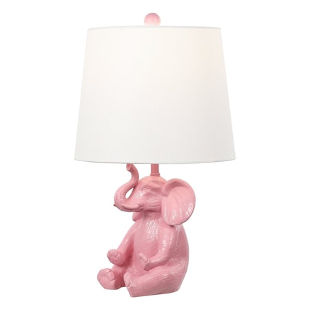 Jonathan Y Kairi 21" Modern Shabby Chic Resin/Iron Happy Elephant LED Kids' Table Lamp with Phone Stand, Pink JYL4060B
