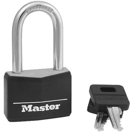 Master Lock Padlock, Keyed Different Key, Large Shackle, 1/4 in Dia Shackle, 1-1/2 in H Shackle, Steel Shackle 141DLF