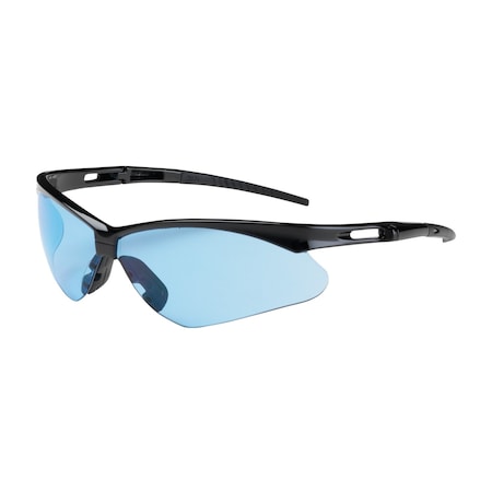 Bouton Optical Semi-Rimless Safety Glasses with Black Frame, Light Blue Lens and Anti-Scratch Coating 250-AN-10113