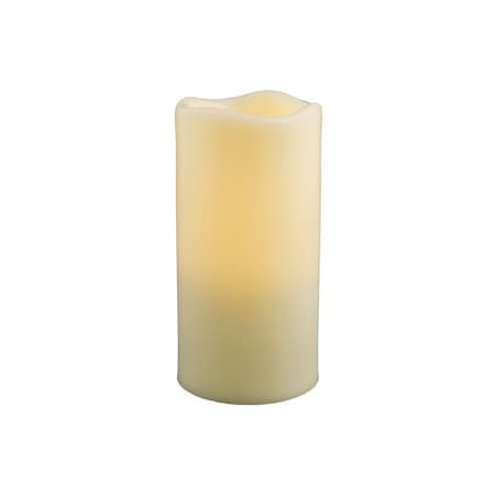 Homeroots 6" Ivory Flameless Indoor Outdoor Pillar Candle 485151