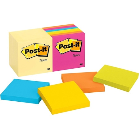 Post-It Notes 654-14YWM, 3"x3"Cape, PK12 654-14YWM