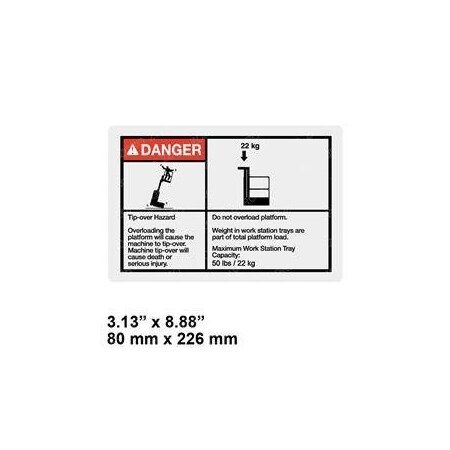 Genie REPLACEMENT DECAL DANGER MAX CAP TRAY WRD 72850