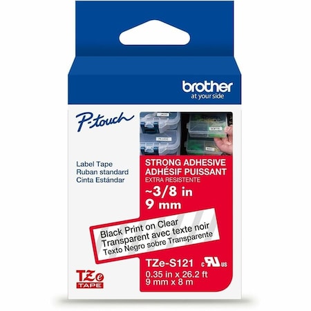 Brother Label/RibbonCartridge, Clear, Gloss, 3/8inW TZES121G