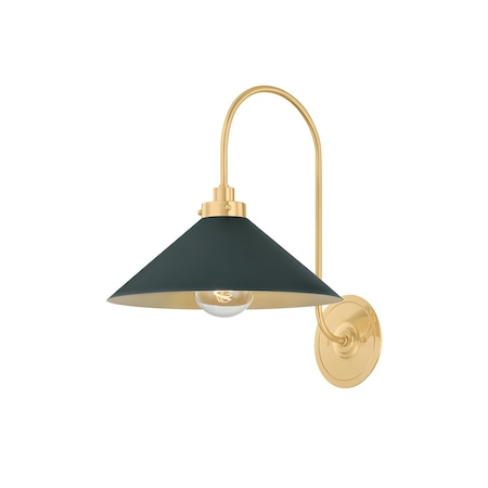 Hudson Valley Lighting Clivedon Wall Sconce in Aged Brass/Soft Studio Green by Mark D. Sikes MDS1400-AGB/SSG