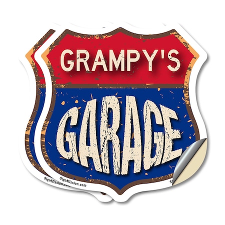 Signmission Grampy's Garage, 4 inch X 4 inch, Vinyl Decal, 2PK SHI-D-2PACK-4-383-GRAMPY