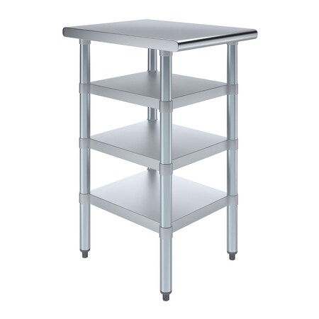Amgood 24in D x 18in L Stainless Steel Table, Three Undershelves AMG WT-2418-3SH-Z
