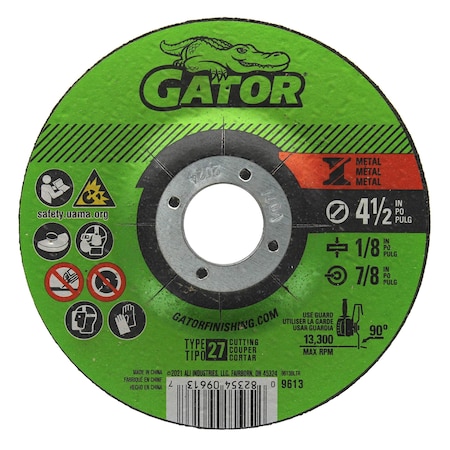 Gator Finishing 4.5 in. X 1/8 in. X 7/8 in. Metal Cut-Off Wheel, Type 27 9613